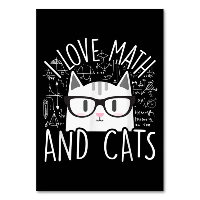 Ich Liebe Mathe und Katzen Niedliche Katze Tischnummer (Vorderseite)