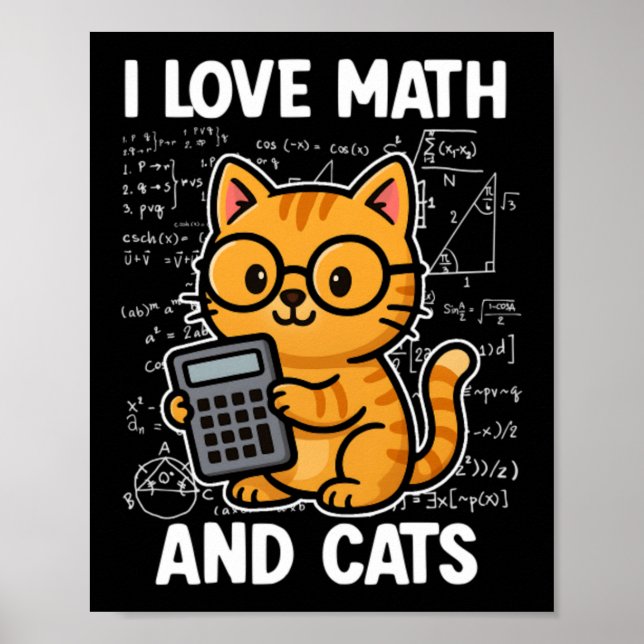 Ich liebe Mathe und Katzen Poster (Vorne)