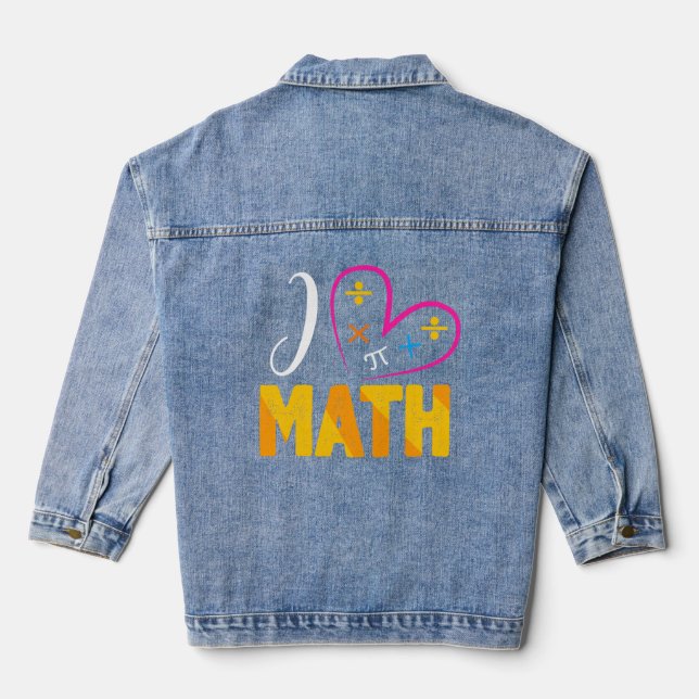 Ich Liebe Mathematik zurück zur Schule Jeansjacke (Rückseite)