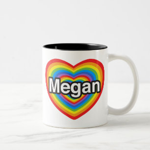Ich liebe Megan. Ich liebe dich Megan. Herz Zweifarbige Tasse