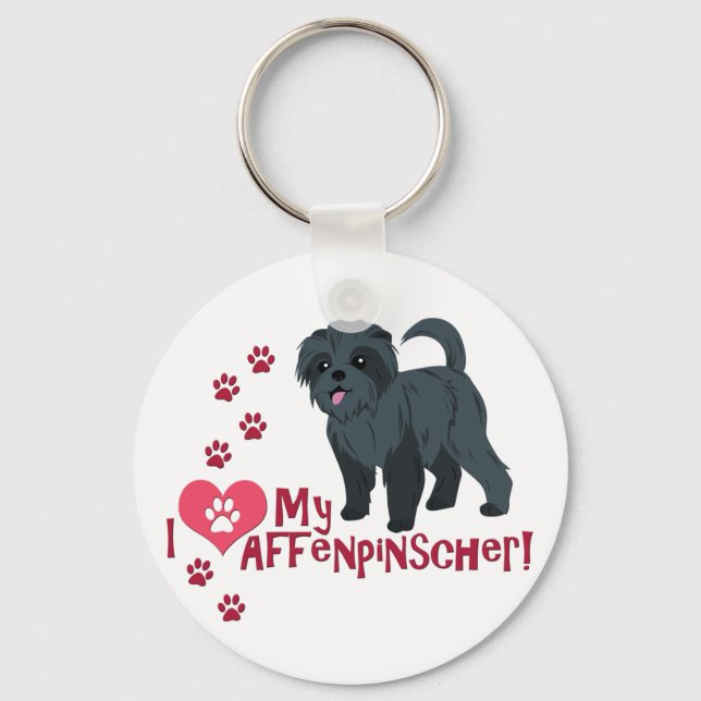 Ich Liebe mein Affenpinscher! Schlüsselanhänger (Vorderseite)