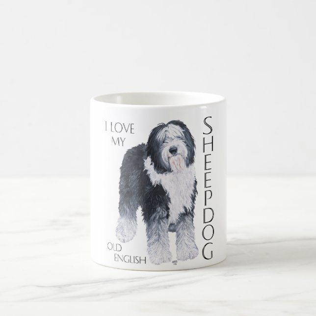 Ich Liebe mein altes Englisch Sheepdog Kaffeetasse (Mittel)