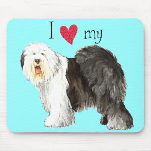 Ich Liebe mein altes Englisch Sheepdog Mousepad