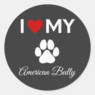 Ich Liebe mein amerikanischer Bully-Hund-Sondertex Runder Aufkleber
