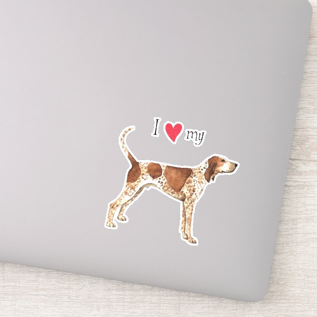 Ich Liebe mein amerikanisches Englisch Coonhound V Aufkleber (Detail)