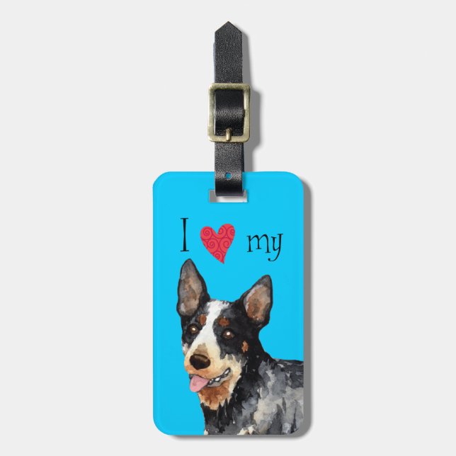 Ich Liebe mein australischer Rinderhund Gepäckanhänger (Vorderseite vertikal)