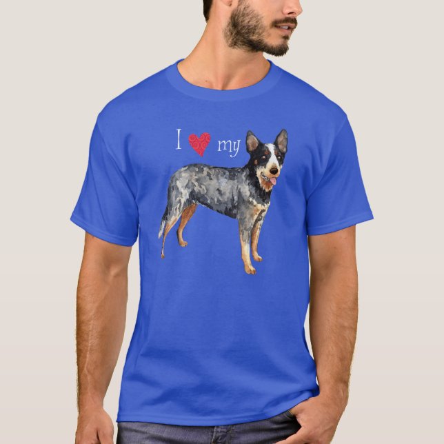 Ich Liebe mein australischer Rinderhund T-Shirt (Vorderseite)