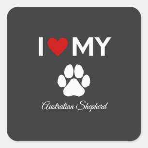 Ich Liebe mein australischer Schäferhund-individue Quadratischer Aufkleber