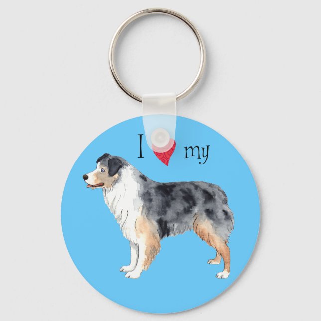 Ich Liebe mein Australischer Schäferhund Schlüsselanhänger (Vorderseite)