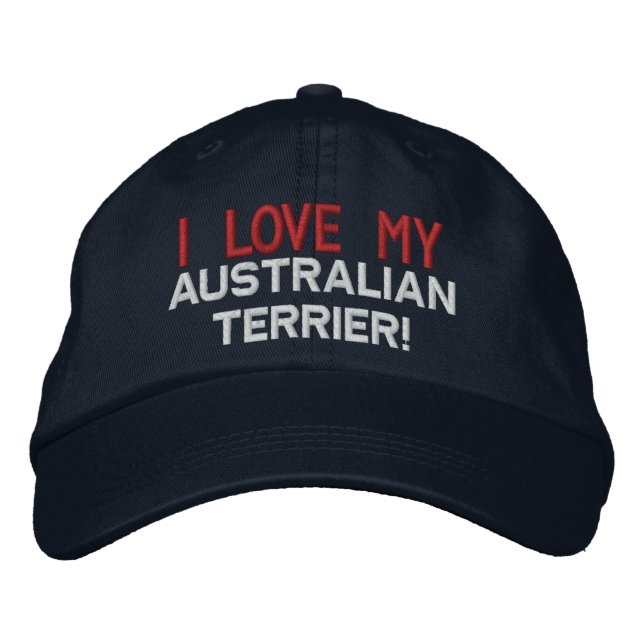 Ich Liebe mein australischer Terrier Dog Bestickte Kappe (Vorderseite)