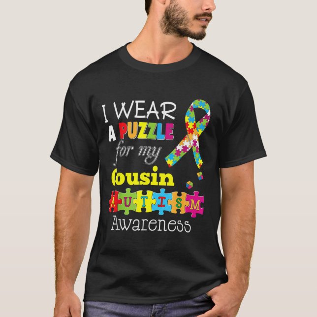 Ich Liebe mein Autistischer Cousin Autismus Bewuss T-Shirt (Vorderseite)