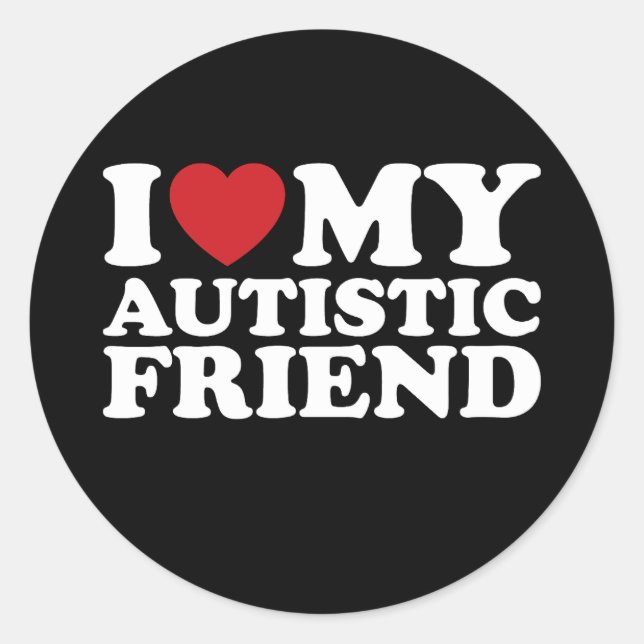 Ich Liebe mein Autistisches Herz Runder Aufkleber (Vorderseite)