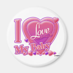 Ich Liebe mein Baby pink/lila - Herz Magnet