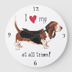 Ich Liebe mein Basset Hound Große Wanduhr