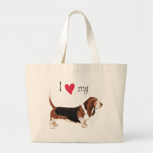 Ich Liebe mein Basset Hound Jumbo Stoffbeutel