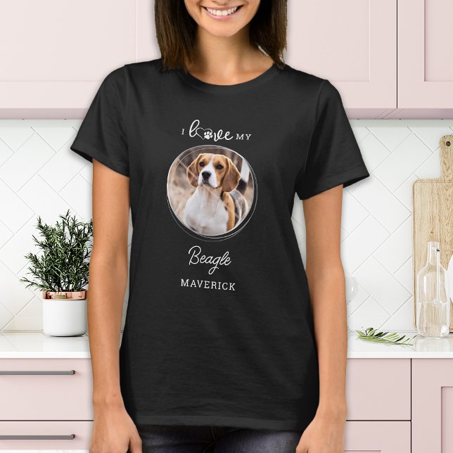 Ich Liebe mein Beagle Custom Niedlich Pet Hund Fot T-Shirt (Von Creator hochgeladen)