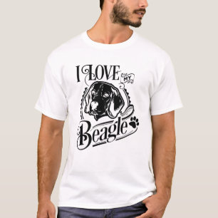 Ich Liebe Mein Beagle Schwarz-weiß T-Shirt