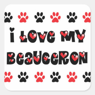 Ich Liebe mein Beauceron Quadratischer Aufkleber