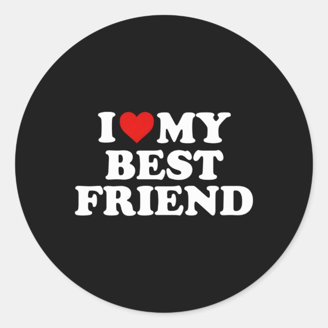 Ich Liebe mein bester Freund Red He Runder Aufkleber (Vorderseite)
