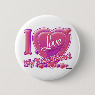 Ich Liebe mein bester Freund rosa/lila - Herzen Button