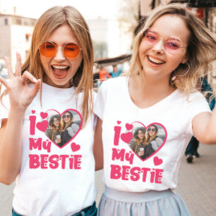 Ich liebe mein Bestie individuelles Foto herzförmi T-Shirt