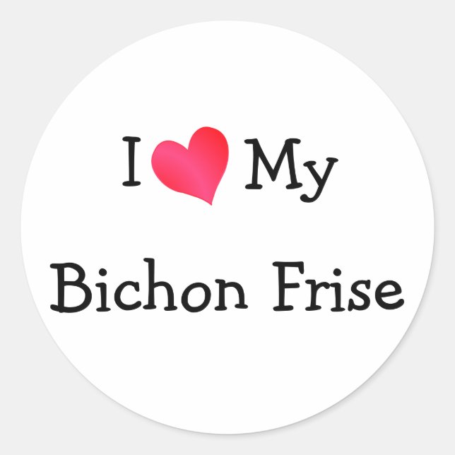 Ich Liebe mein Bichon Frise Runder Aufkleber (Vorderseite)