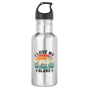 Ich liebe mein Blake-Hund Retro-Gravurdesign_1 Edelstahlflasche