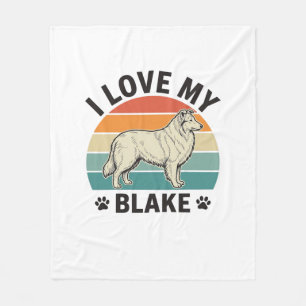 Ich liebe mein Blake-Hund Retro-Gravurdesign_1 Fleecedecke