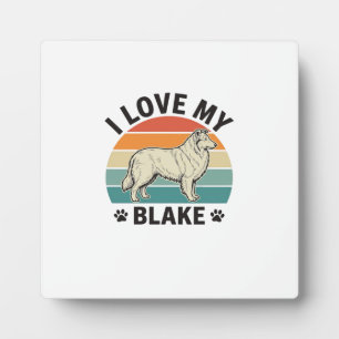 Ich liebe mein Blake-Hund Retro-Gravurdesign_1 Fotoplatte