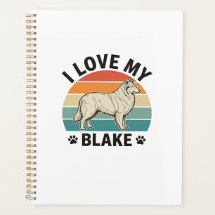 Ich liebe mein Blake-Hund Retro-Gravurdesign_1 Planer