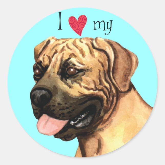 Ich Liebe mein Boerboel Runder Aufkleber (Vorderseite)