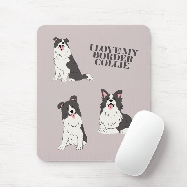 Ich liebe mein Border Collie-Mauspad Mousepad (Mit Mouse)