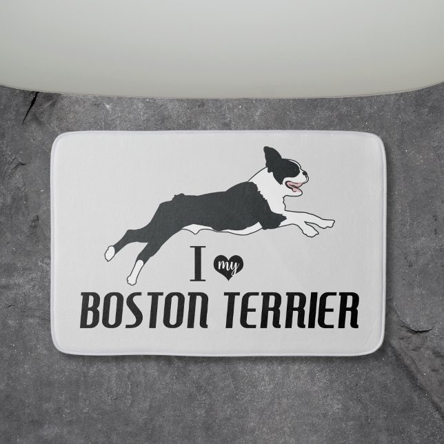 Ich Liebe mein Boston Terrier Dog Badematte (I love my Boston Terrier Bosties Bathmat)