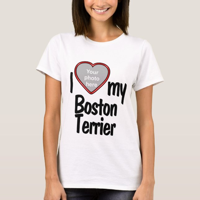 Ich Liebe mein Boston Terrier Red Heart Dog Lover  T-Shirt (Vorderseite)