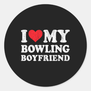 Ich Liebe mein Bowling Boyfriend Funny Girlfriend Runder Aufkleber