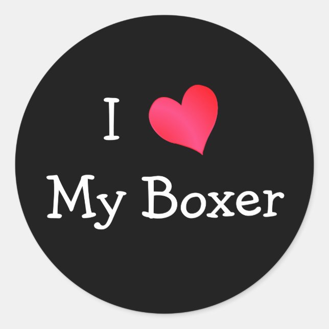 Ich Liebe mein Boxer Runder Aufkleber (Vorderseite)