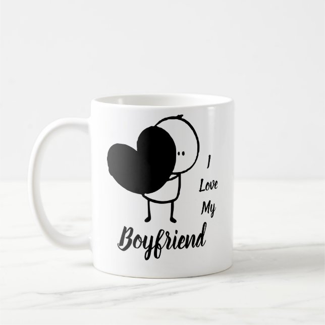 Ich Liebe mein BOYFRIEND - Moderne personalisierte Kaffeetasse (Links)