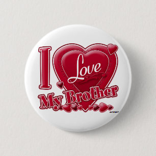 Ich Liebe Mein Bruder rot - Herz Button