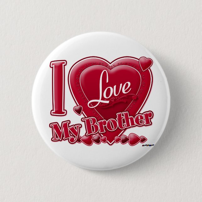Ich Liebe Mein Bruder rot - Herz Button (Vorderseite)