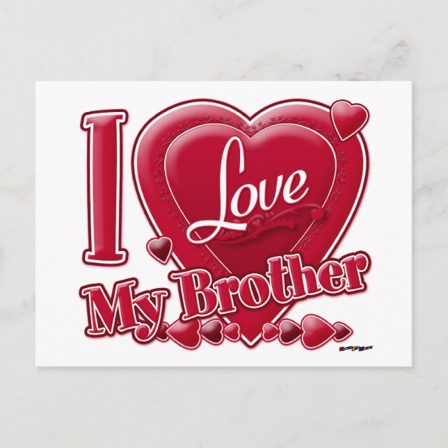Ich Liebe Mein Bruder rot - Herz Postkarte (Vorderseite)