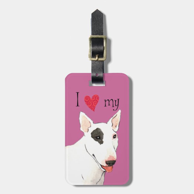 Ich Liebe mein Bull Terrier Gepäckanhänger (Vorderseite vertikal)