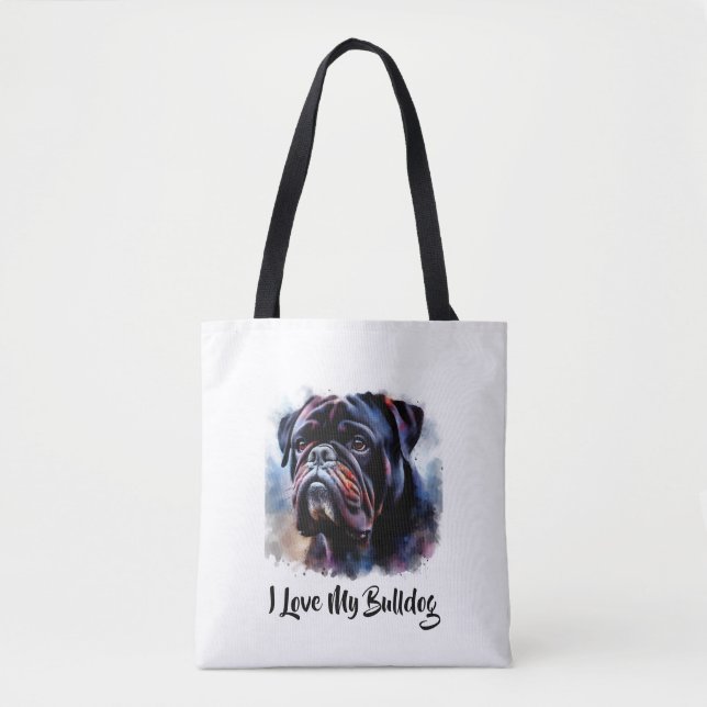 Ich Liebe mein Bulldog Tote Bag Tasche (Vorderseite)