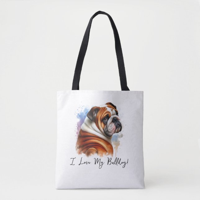 Ich Liebe mein Bulldog Tote Bag Tasche (Vorderseite)