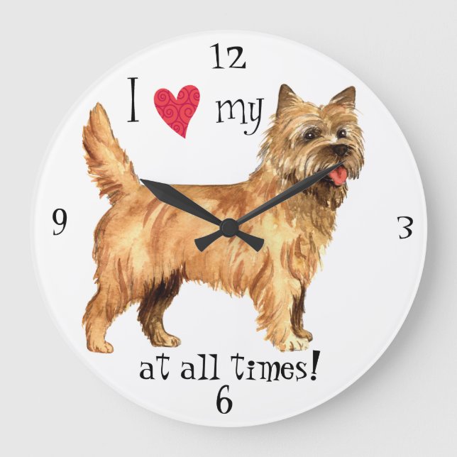 Ich Liebe mein Cairn Terrier Große Wanduhr (Vorderseite)