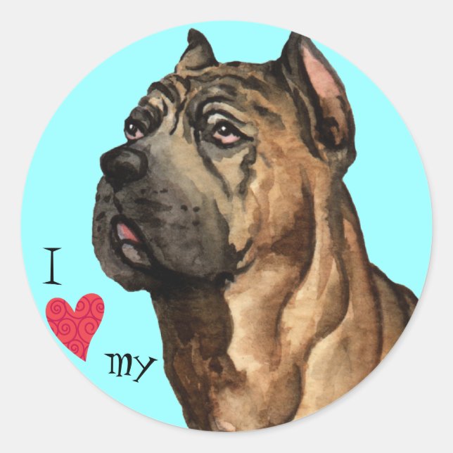 Ich Liebe mein Cane Corso Runder Aufkleber (Vorderseite)