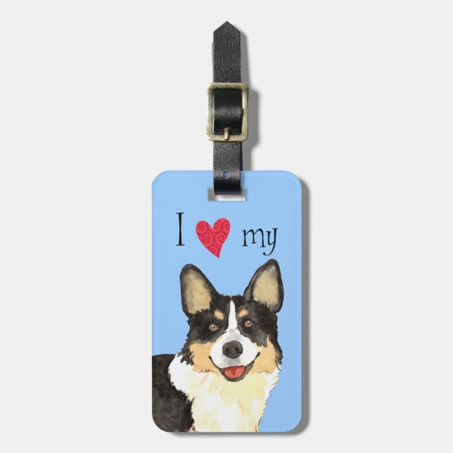 Ich Liebe mein Cardigan Welsh Corgi Gepäckanhänger (Vorderseite vertikal)