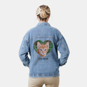 Ich Liebe mein Cat Custom Pet Foto Jeansjacke