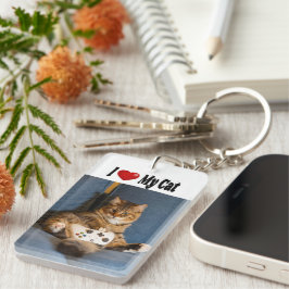 Ich Liebe mein Cat-Foto Schlüsselanhänger