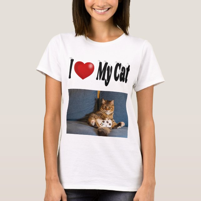 Ich Liebe mein Cat-Foto T-Shirt (Vorderseite)