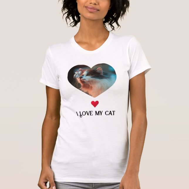 Ich Liebe mein Cat & Red Heart Art Clip & Custom F T-Shirt (Vorderseite)
